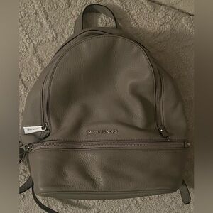 Michael Kors Gray Backpack with Smooth Dome Design